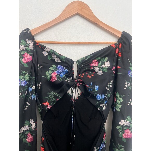 Carolina Herrera Floral Print Crossover Cutout Puff Sleeve Maxi Dress Gown 2 NWD - Picture 10 of 14